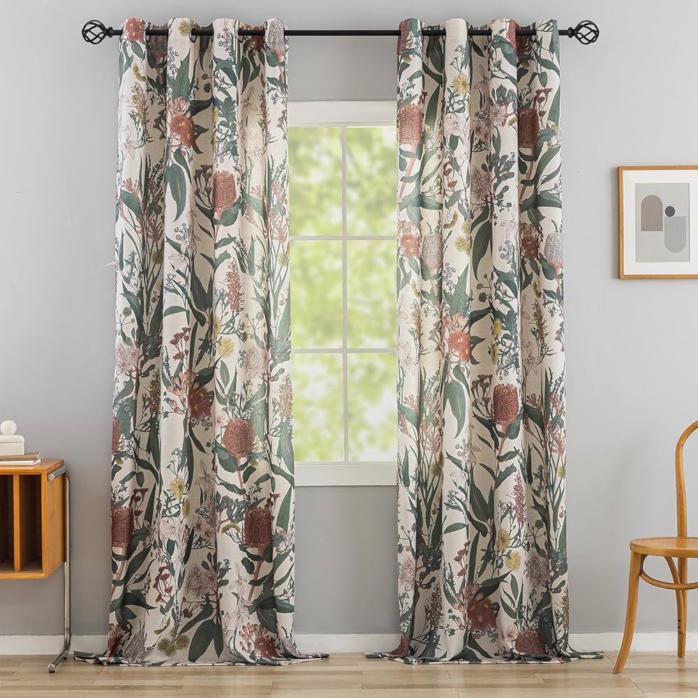 Top 30 Living Room Curtain Design Ideas for a Stylish Home 13 Botanical Print Curtains