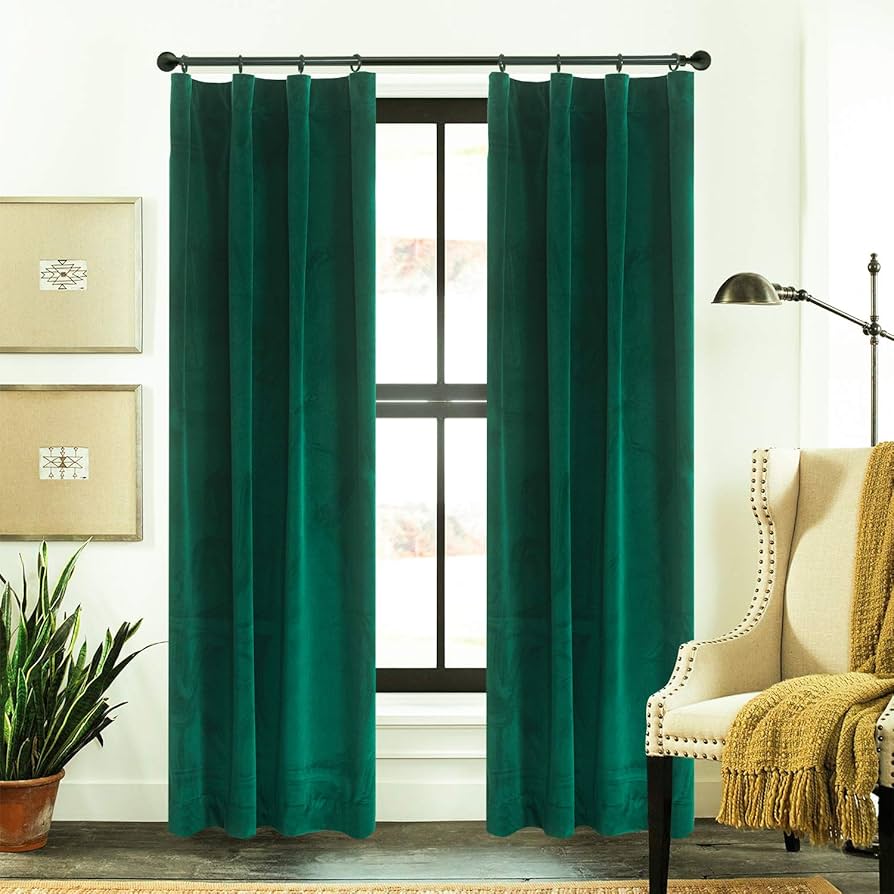Top 30 Living Room Curtain Design Ideas for a Stylish Home 7 Forest Green Color Curtains