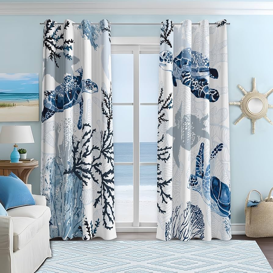 Top 30 Living Room Curtain Design Ideas for a Stylish Home 28 Nautical Print Curtains