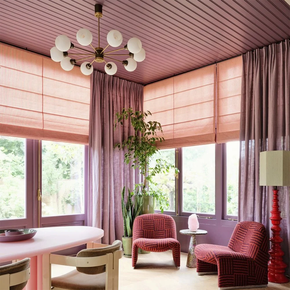 Top 30 Living Room Curtain Design Ideas for a Stylish Home 6 Peach Fuzz Color Curtains