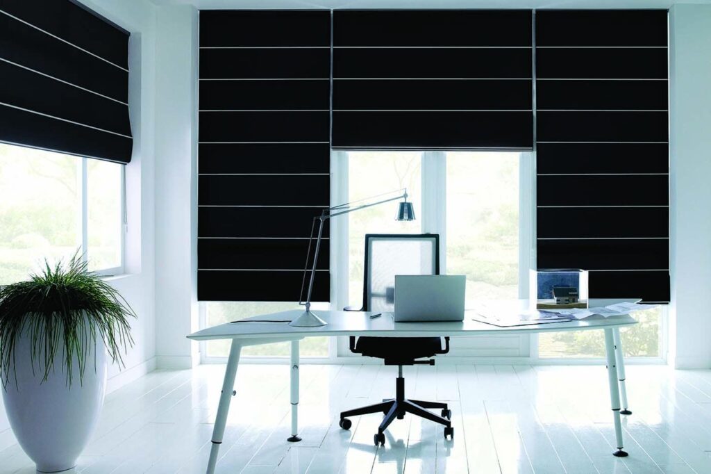 Different Types of Curtains for Offices in Dubai: A Complete Guide 5 Roman Blinds for office windows